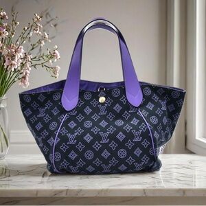 Louis Vuitton Black and Purple Tote Bag